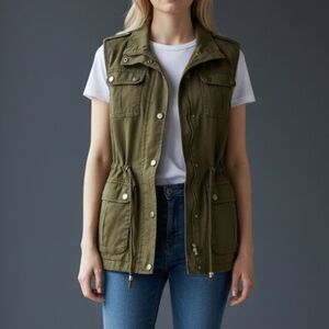 HOLSTARK Olive Military Safari Utility Cinch Waist Vest